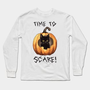 Halloween Cat - Black Kitty in a Pumpkin Long Sleeve T-Shirt